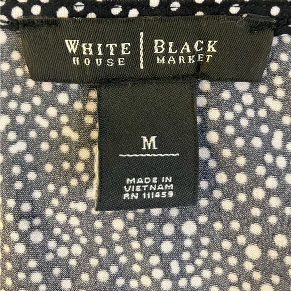 White House Black Market Black White Ruffle Polka Dot Tiered Sleeveless Blouse - Picture 3 of 3